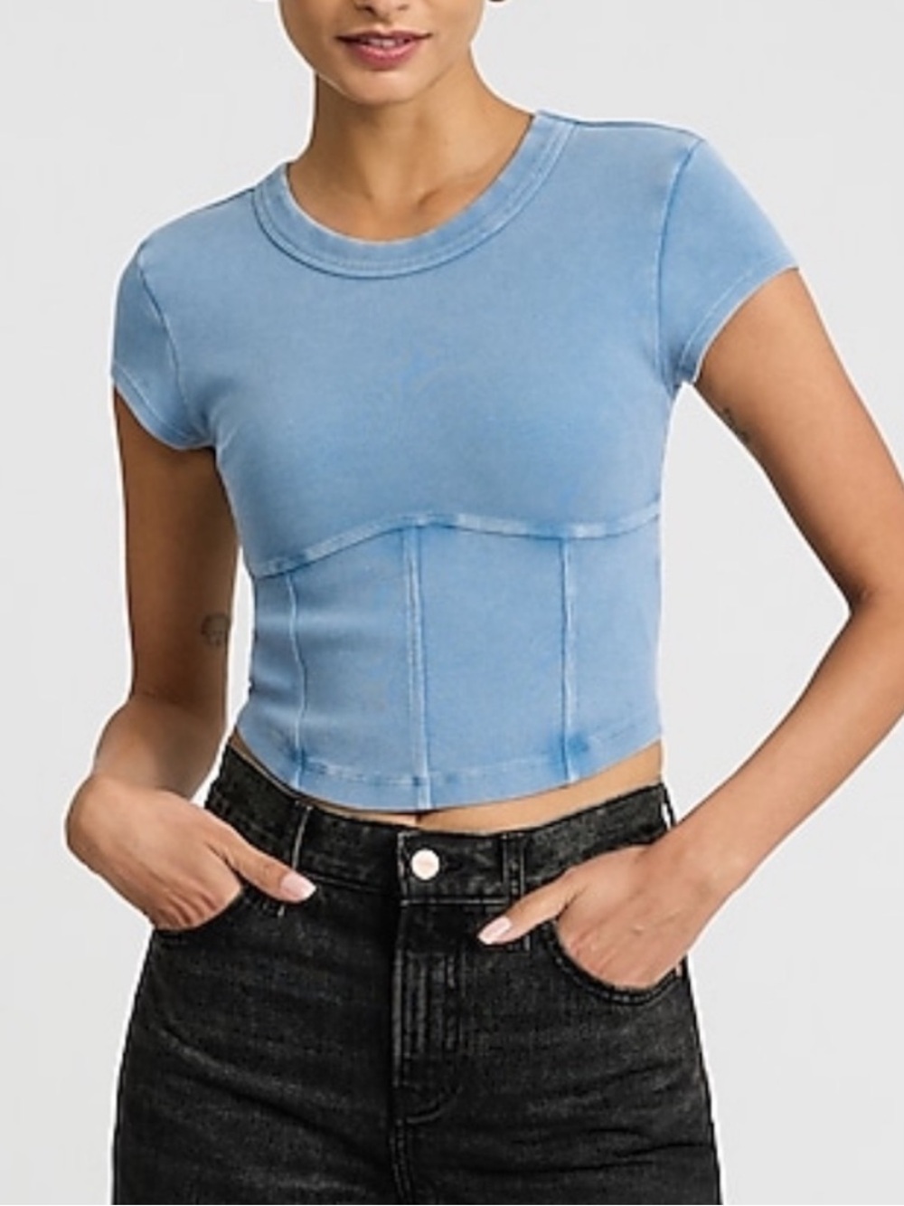 Express ribbed crop corset baby tee